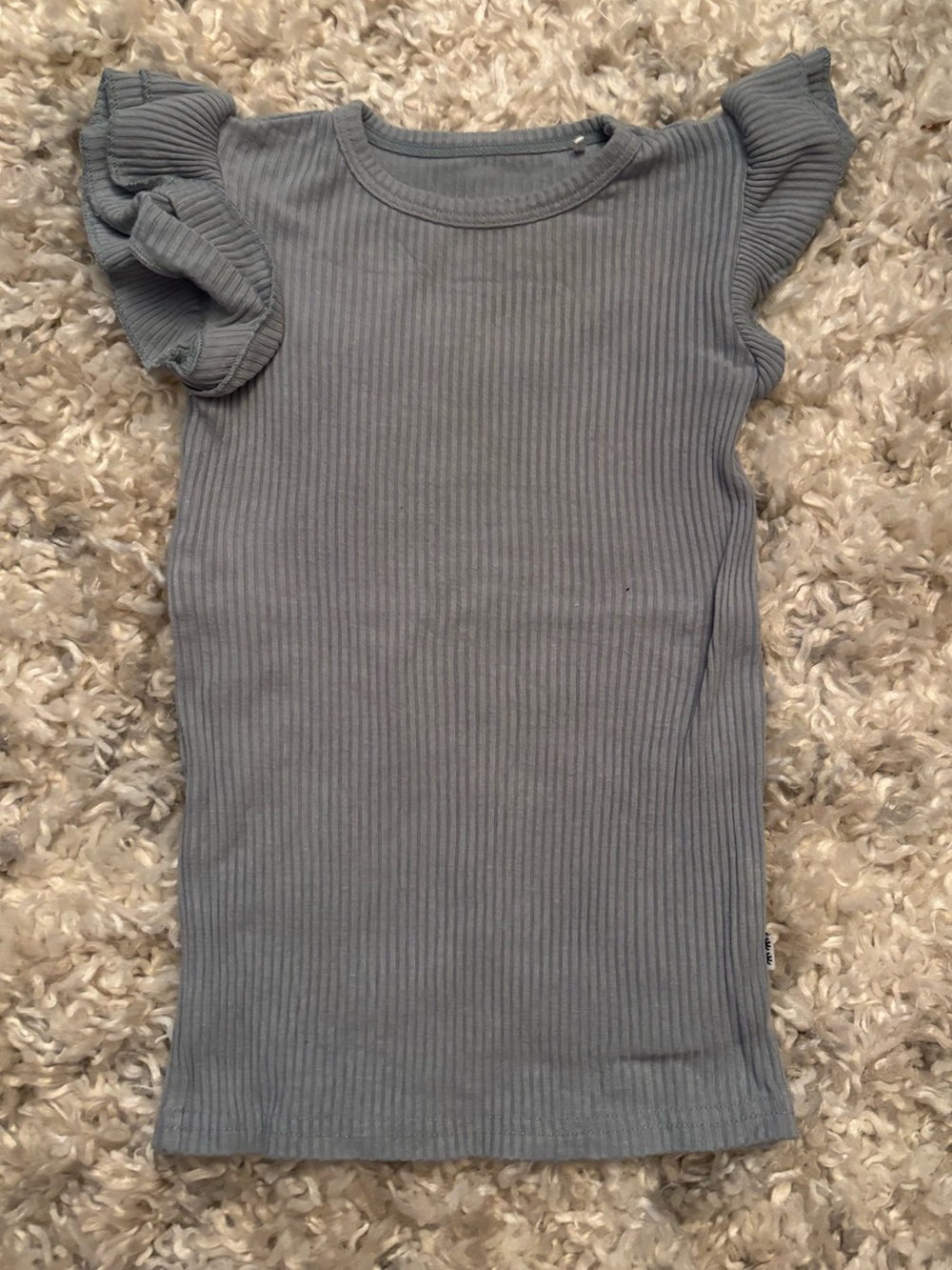 Little Sleepies Ribbed Flutter Sleeve Tee - Dusty Blue | 18-24m